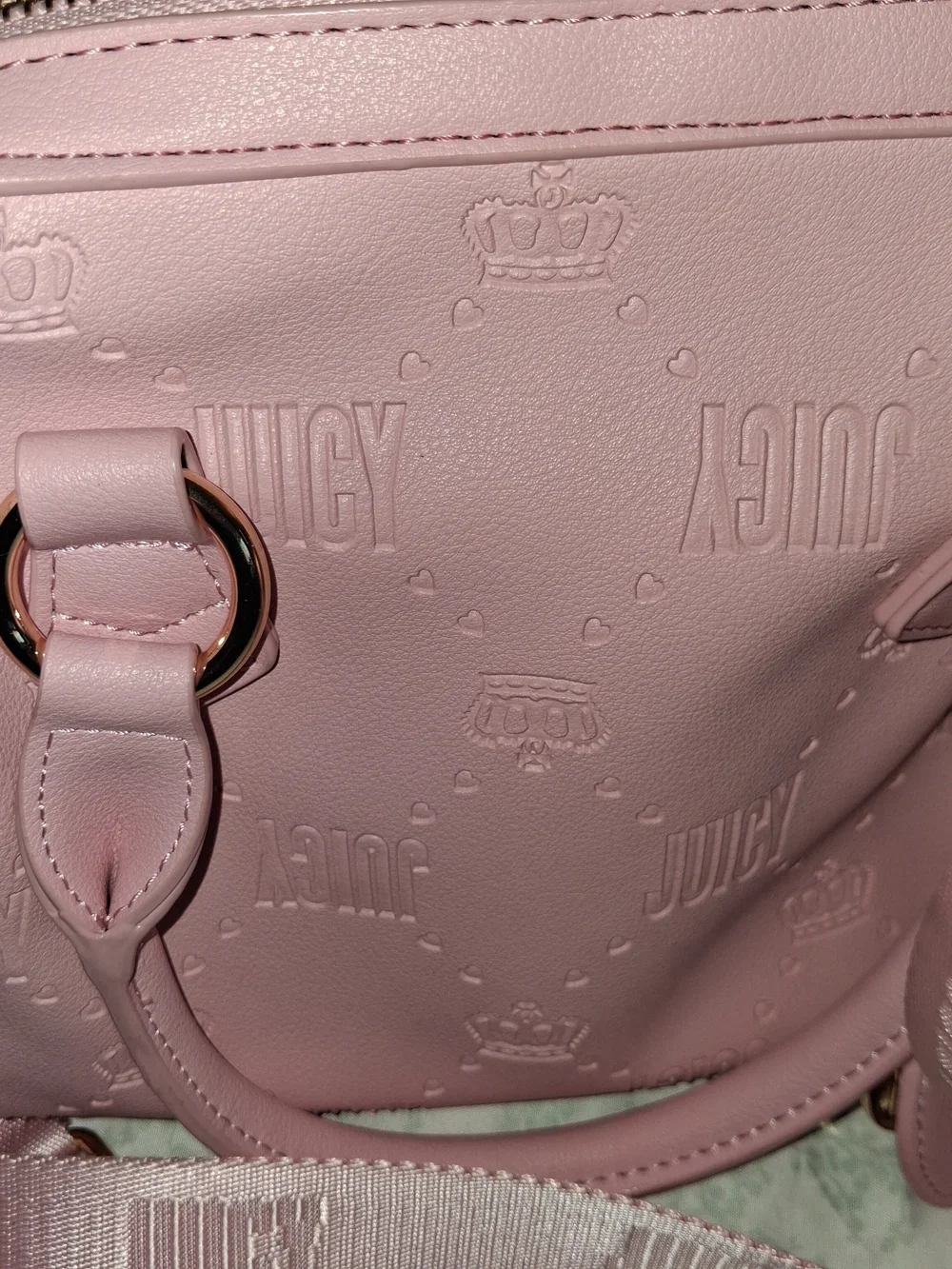 Juicy Couture Debossed Logo Crown Speedy Satchel Pink